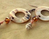 Pearly Shells Earrings - Beach Jewelry - Shell Jewelry - Copper Jewelry - stoneandbone
