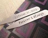Personalized Collar Stays -  Groom Gift - Stainless Steel Collar Stay Set - Forever and Always