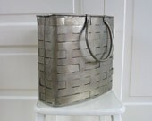 Vintage Metal Basket Industrial Storage