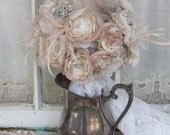 Wedding Bouquet Rhinestones and Feathers  Custom Made any Colors