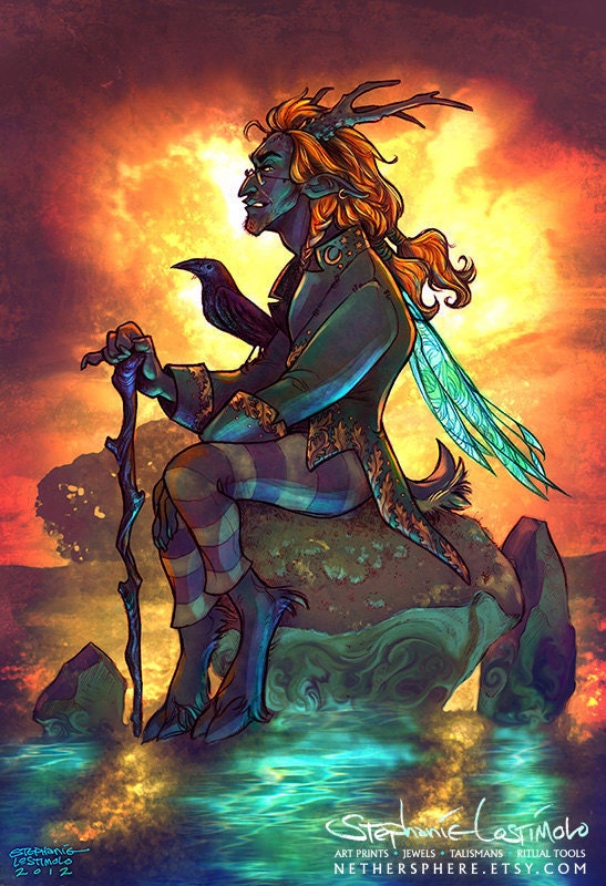 Psychedelic Satyr - Rad Horned Hippie Dude is Rad 11x17 Print