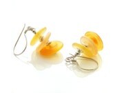 Lemon Zest Earrings, Yellow Nectarine Peach Lampwork Glass & Sterling Silver Earrings, OOAK Trembles Collection