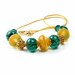 Emerald Green Necklace, OOAK Handmade Gold Vermeil & Leather Necklace, Lampwork Glass Beaded Jewelry