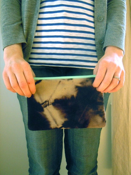 Small hand-dyed zipper pouch