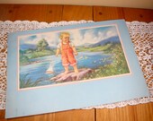 Vintage Print Little Boy, Young Sailor, Sailboat, Mid Century Picture, Ready To Frame Childen's Print   (5241)