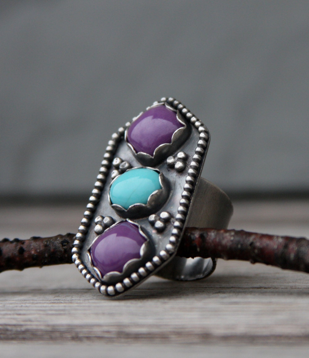 Phosphosiderite Turquoise and Sterling Silver Ring