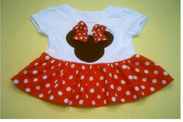 Minnie Mouse CUSTOM Red Dot Disney Girls TShirt Tee Top Sizes Newborn, 3m, 6m, 12m, 18m, 24m, 2t, 3t, 4t, 5t, 6