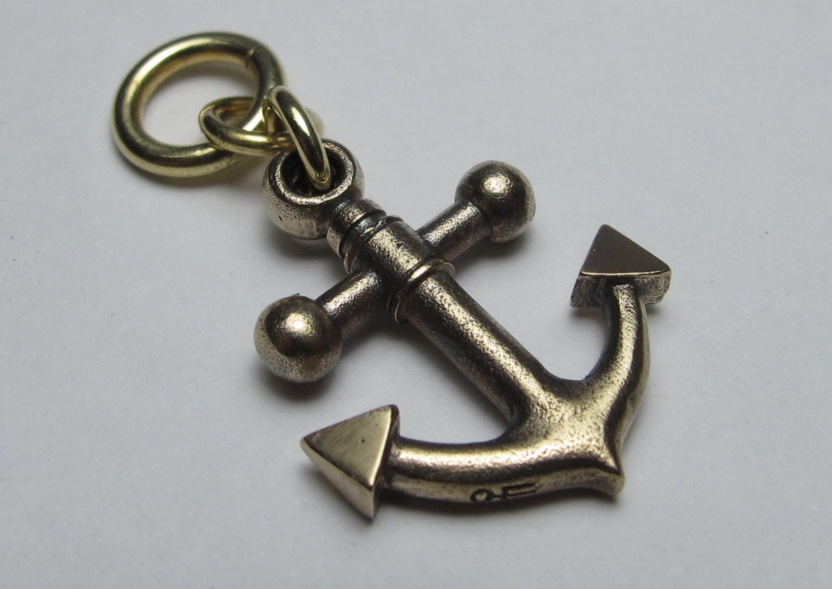 ANCHOR NECKLACE solid bronze with antiqued brass ball chain