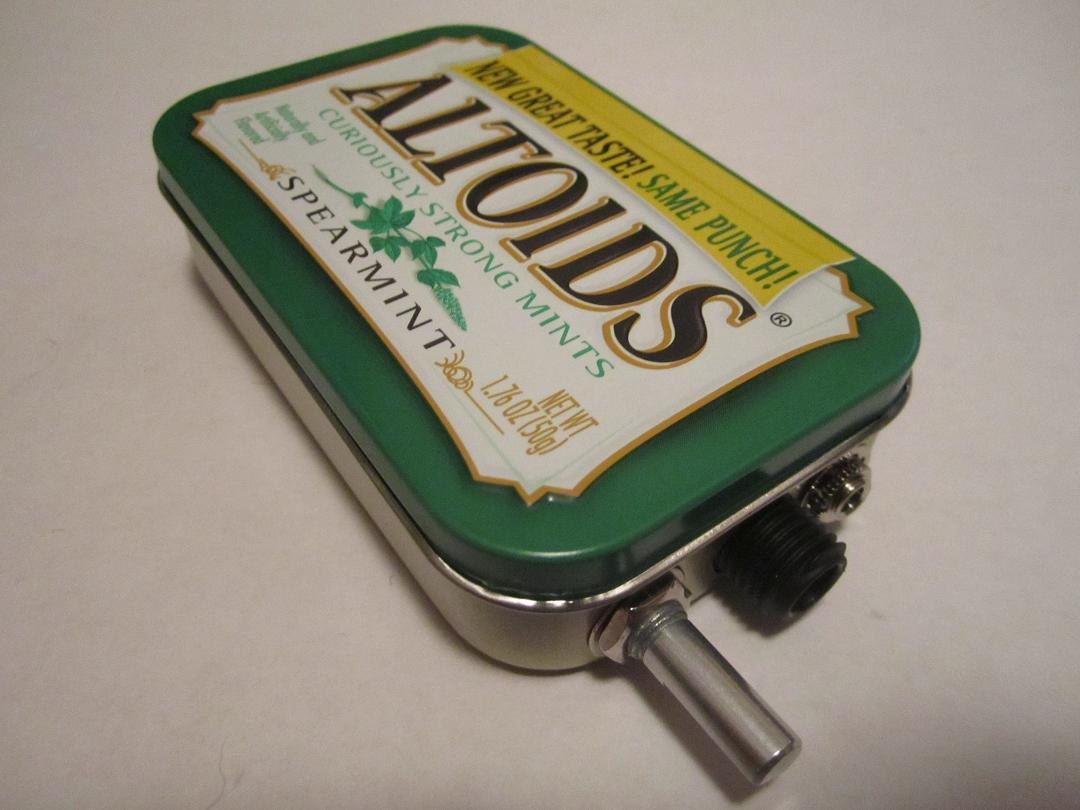 Portable Mint Tin Guitar Amp, Headphone Amp, MP3 Amp w/ Speaker, Volume Control, & 10X Gain (Altoids Spearmint)