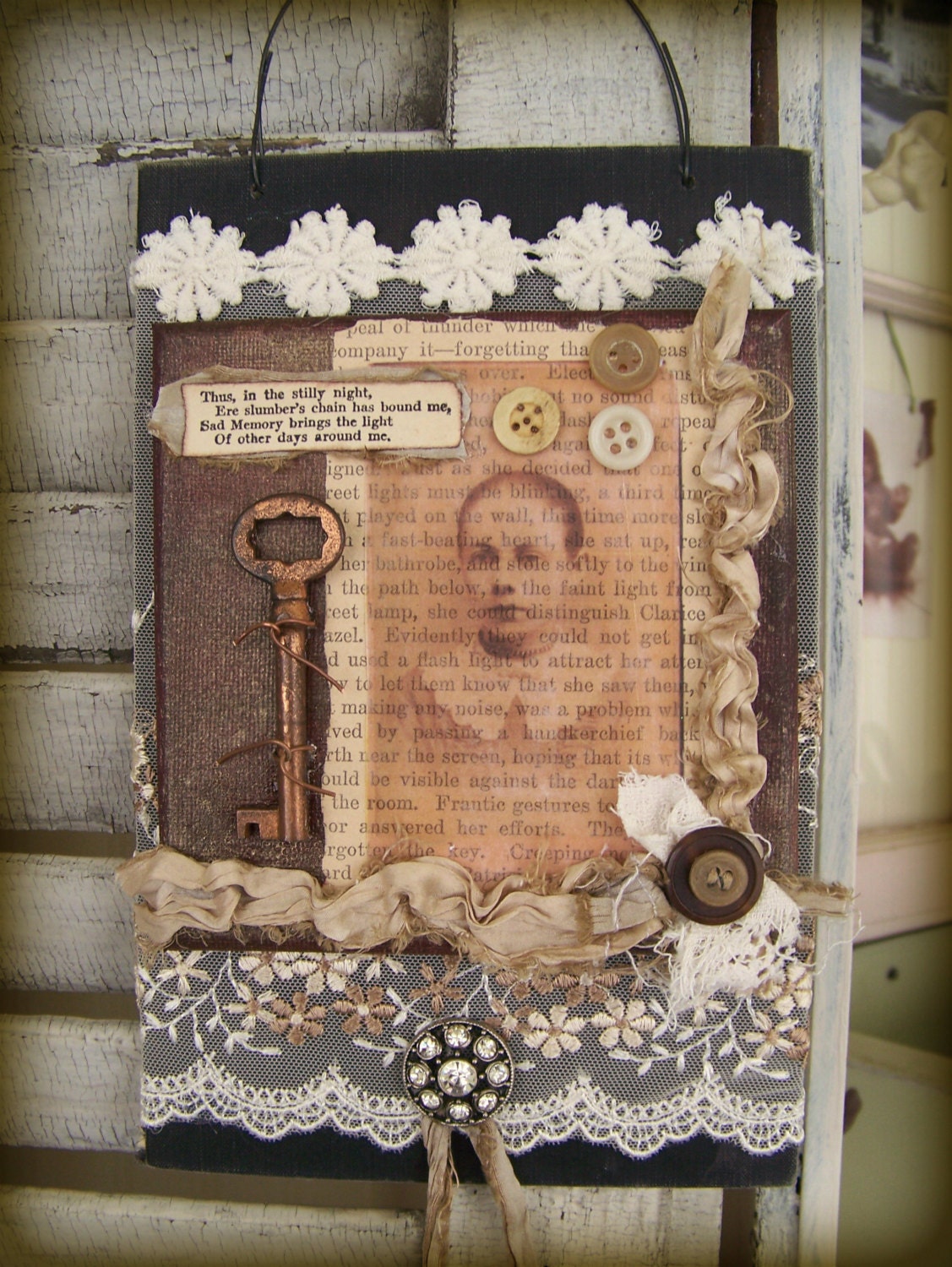 Original Vintage Collage Original Art Vintage Photograph Altered Collage Vintage Lace Antique Decor Vintage Altered Art