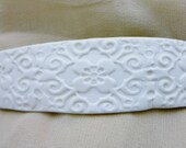 Bridal Barrette in White Floral Stamped Pattern