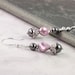 Rose Pearl Prom Earrings Dusty Mauve Pink Smoke Gray Bridal Jewelry Wedding Fashion