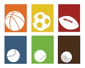 Sports decor, baby boy nursery, set of 3 ball silhouettes - you choose the colors and designs