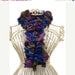 Hand Knit Lacy Ruffled Scarf - Royal Blue, Plum and Tan - Spring and Summer Fashion Accessory - Ready to Ship