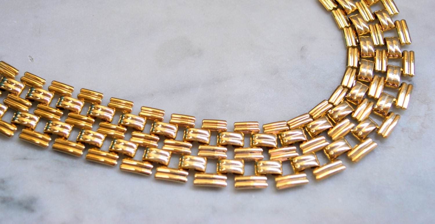 Retro Gold Link Bib Necklace - Perfect