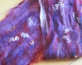 Nuno Felted Cobweb-Weight Scarf, Mohair in Bright Purple and Red with Mohair Locks