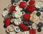 Buttons Red Cream Rhinestone Shell - Sewing Embellishments - Redwork