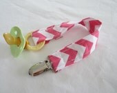 Pink Chevron Pacifier Clip