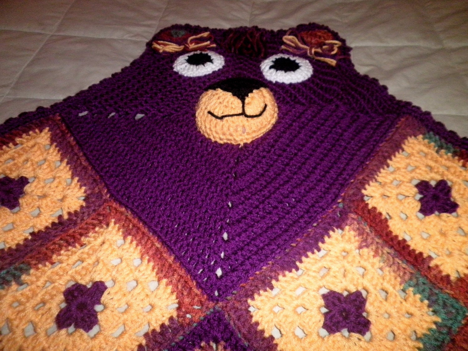 Crocheted Children's Blanket/Autumn Bear