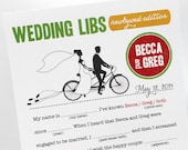 Bride & Groom on Bike Mad Libs PDF FILE Print Yourself Colors are Customizable