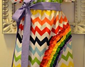 Vintage Stitches Rainbow Chevron Dress - Girls Dresses - Chevron Dress- Birthday Dress - Girl Clothing
