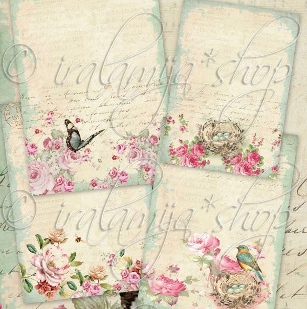 ROSES DE PARIS Collage Digital Images -printable download file-