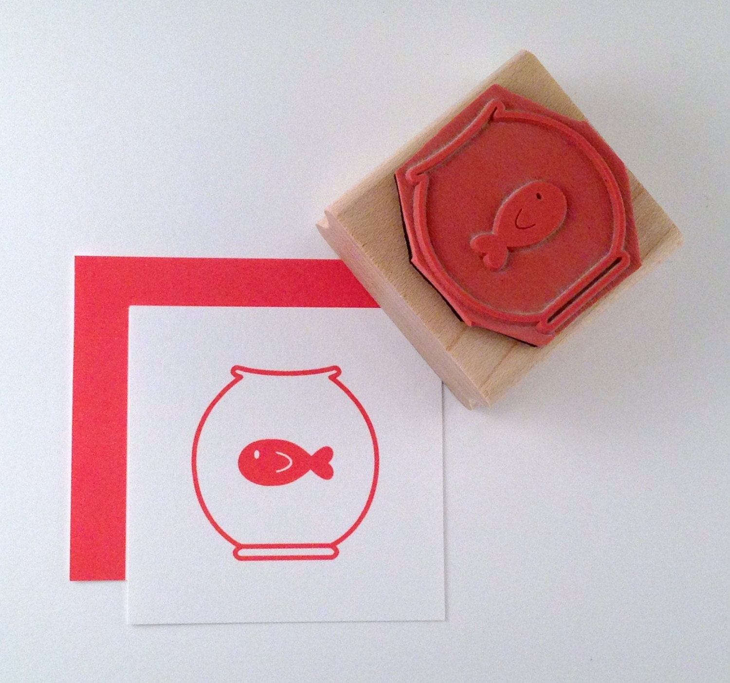 Goldfish in a Fish Bowl Rubber Stamp