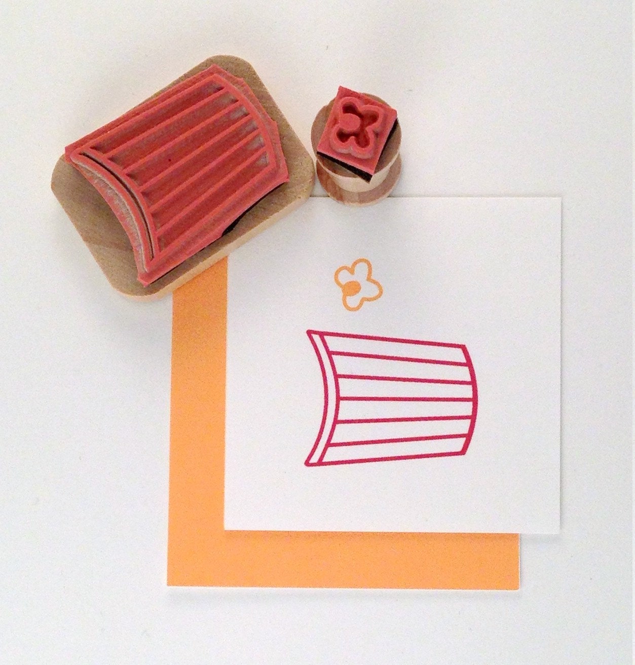 Popcorn Set of Hand Carved Rubber Stamps