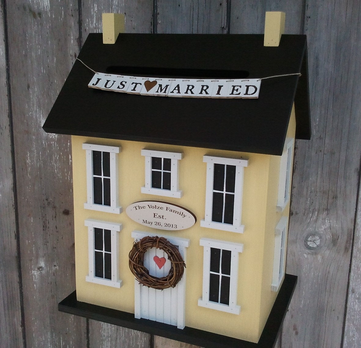 2013 Wedding Card Box Birdhouse Original  Personalized -  Choose your Colors - Just Married banner