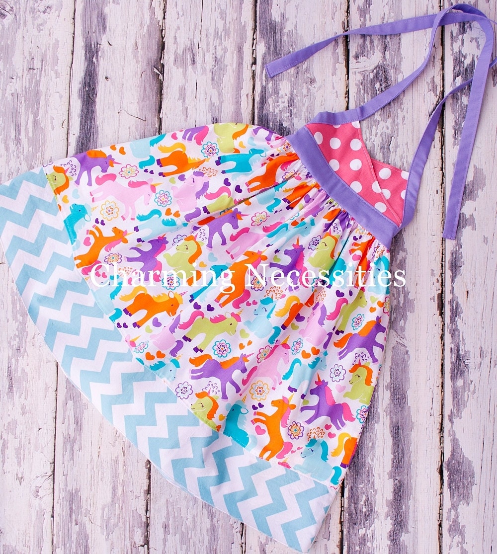 Spring Summer Girls Halter Sun dress for Girls in Magical Ponies
