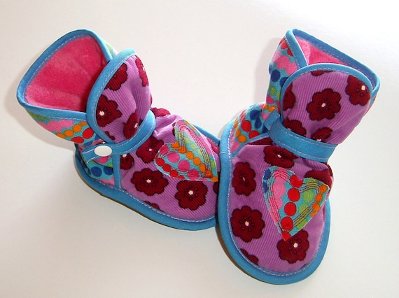 Grab Bag Bargain 1 - Bright Cotton Corduroy Booties, Etsy boots, slippers, soft sole shoes