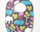 Baby Bib / Jungle / Snap Bib / Baby Girl / Cotton and Organic Flannel / Infant Bib / Baby Shower gift