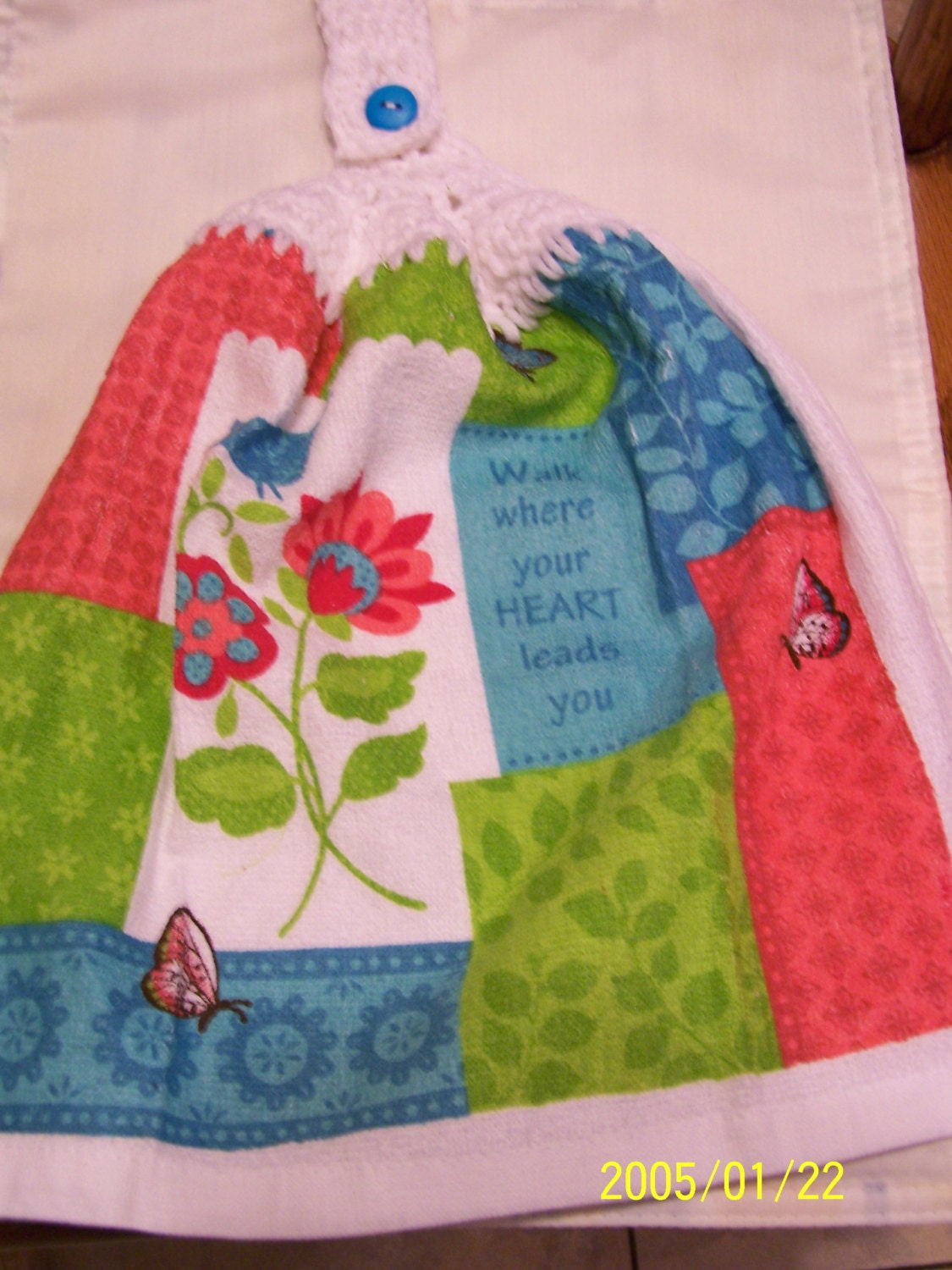 Walk where your Heart leads you Crochet Top Kitchen or Bathroom towel