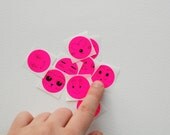 OOAK Hand Drawn Stickers - Fluorescent Pink Circle Stickers