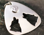 Calling the Moon - Sterling Silver Wolf and Moon Pendant