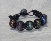 Knotted Leather Cuff with Grace Beads