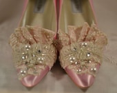 Princess Marie Antoinette Pink Beaded Lace Heels