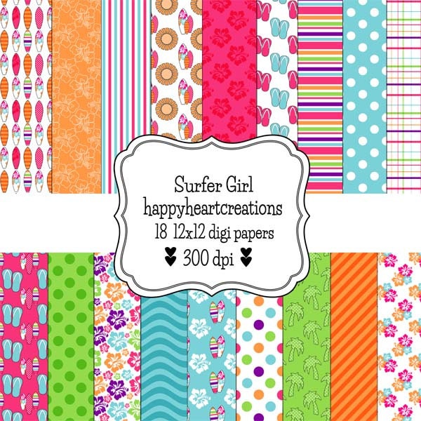 Digital Scrapbook  SurferGirl