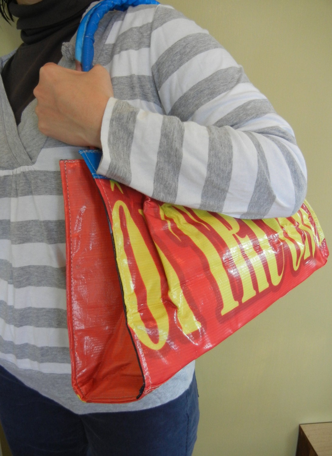 Recycled vinyl banner - Shoulder Tote - Retro Doctors Bag - Diaper Bag - Eco Purse - Pop Art