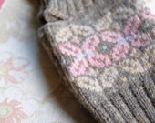 Fair Isle Mitts Taupe, Pink, Pale Yellow, Duck Egg Blue