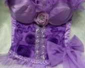 BUSTIER Corset Showgirl Pin-up Glam Burlesque - Vintage Bustier Make Over - Purple