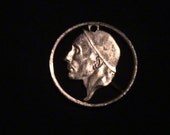 Belgium - cut coin pendant/charm - w/ weathered old miner - 1998
