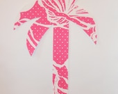 New custom Made To Order Palm Tree Pillow made with Lilly Pulitzer Pink Twirly fabric