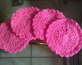 Handmade Crocheted Hot Pink Drink Coasters