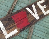 Arkansas State LOVE, Reclaimed Wood Sign, Handpainted