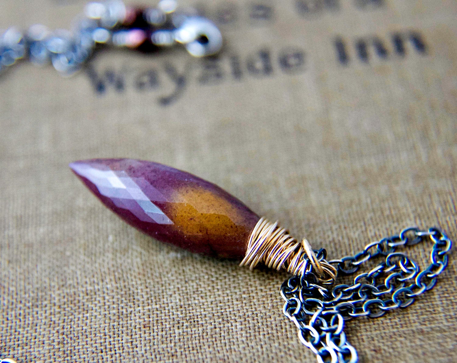 Mookaite Jasper Plum Mustard Stone Sterling Silver Gold PoleStar