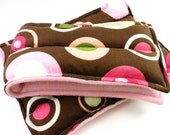 Microwave Heating Pad, Spa Wrap, Hot Pack Relaxation Gift Set, Rice Flax, Unscented or Herbal Heat Pack, Pink Brown