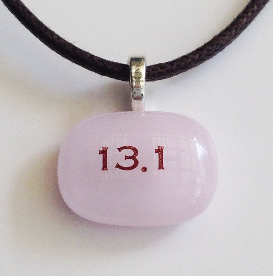 13.1 Half Marathon fused glass pendant, necklace - proceeds through May 31 2013 donated to The One Fund - Choose your color