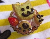 Kitty Cat Whipped Cream Tart - Polymer Clay Pendant Charm