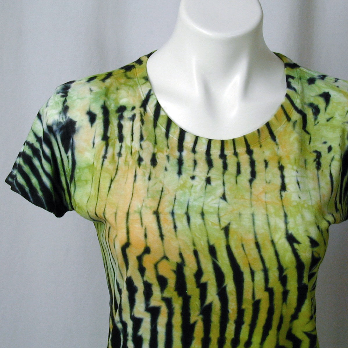 Citron, Chartreuse, Jade, and Jet Arashi Shibori Organic Bamboo Tee (medium)